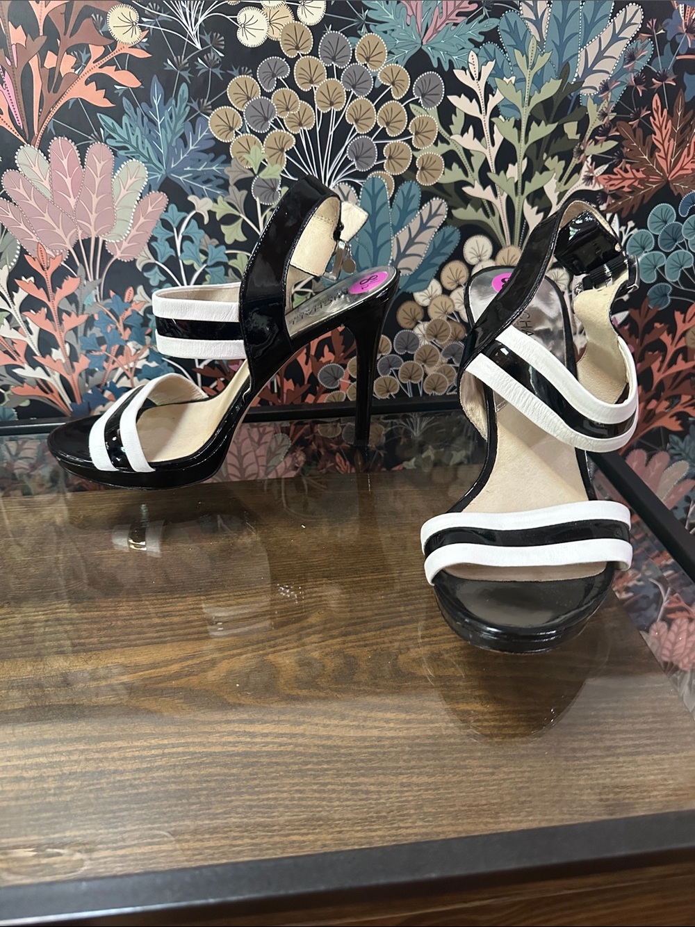 Michael Kors Women's Black and White Strappy Stiletto Sandals